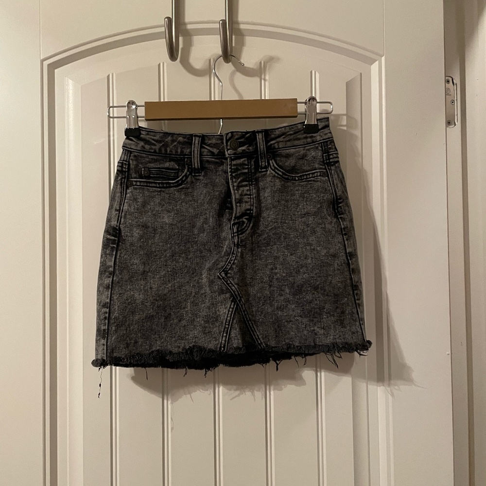 American Eagle Acid Wash Black Denim Skirt
